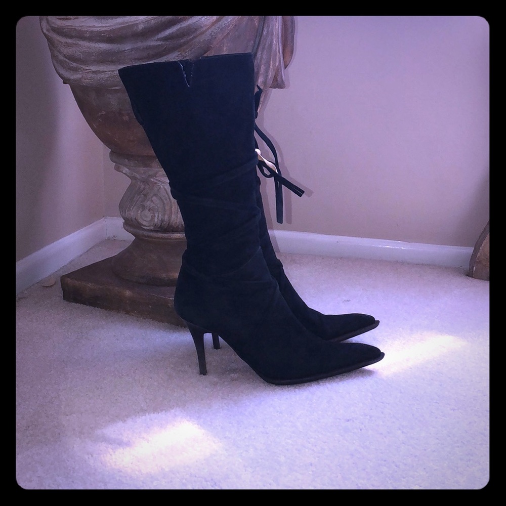 VERO COUGI MADE IN ITALY BLACK SUEDE BOOTS